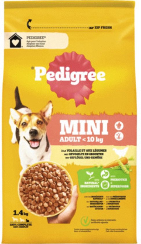 Pedigree Adult Mini - Hondenvoer - Gevogelte Groente 1.4 kg