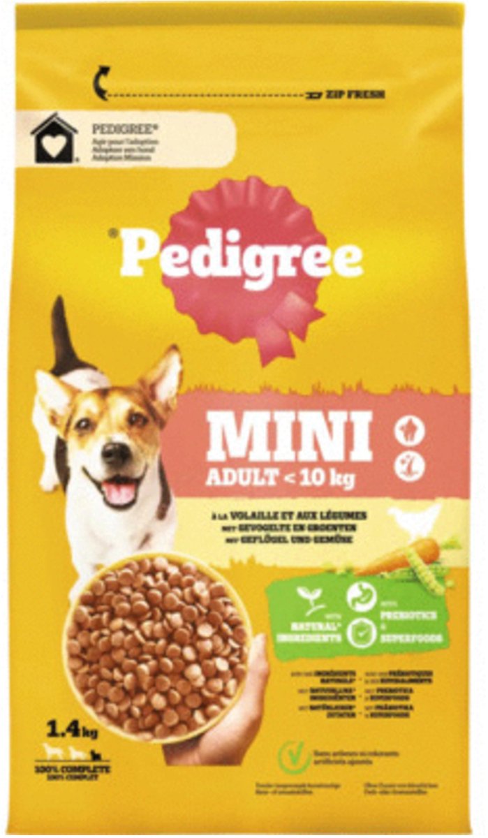 Pedigree honden droogvoer kleine volwassen gevogelte&groenten 1,4 kg