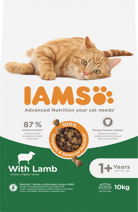 Iams Cat Adult - Lam - Kattenvoer - 10 kg
