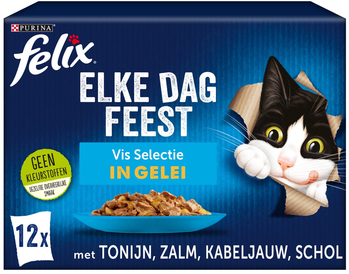 Felix Kattenvoer Nat in Gelei Elke Dag Feest Vis Selectie 12 x 85 gr