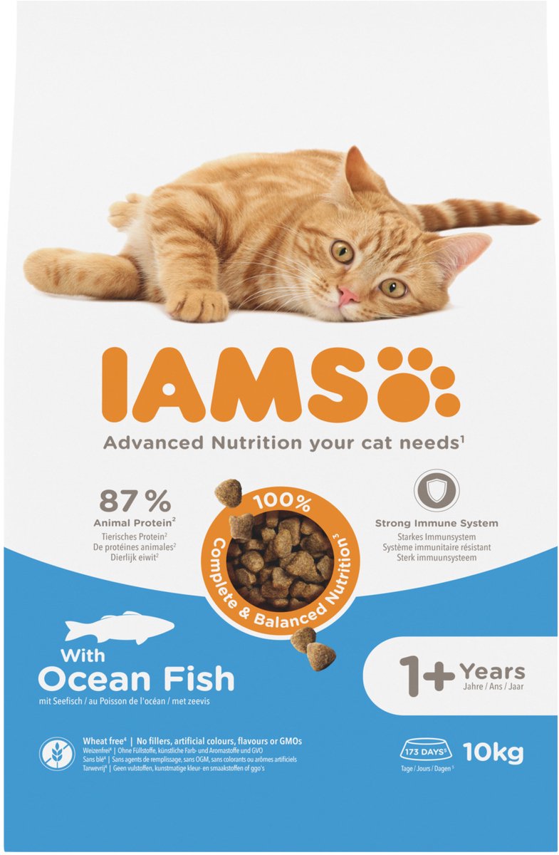 Bol.com Iams Cat Adult - Vis - Kattenvoer - 10 kg aanbieding