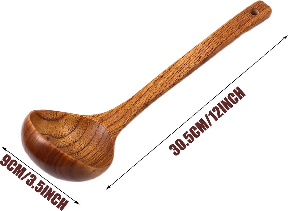 Friday Houten soeplepel, soeplepel, natuurlijk hout, paplepel, licht keukengerei in Japanse stijl voor eten, mengen, roeren en koken