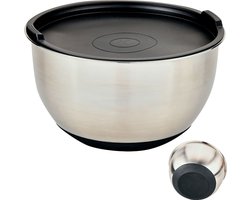 RVS Mengkom Ã?24 Cm. - Mengkom met Silicone Deksel - Beslagkom met Deksel - Mixing bowl - Afm. 24 x 24 x 15 Cm.