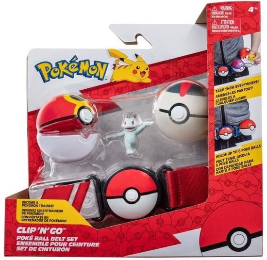 Clip Belt 'n' Go Bandai - Pokémon - 1 riem, 1 herhaalbal, 1 timerbal en 1 beeldje 5 cm machoc