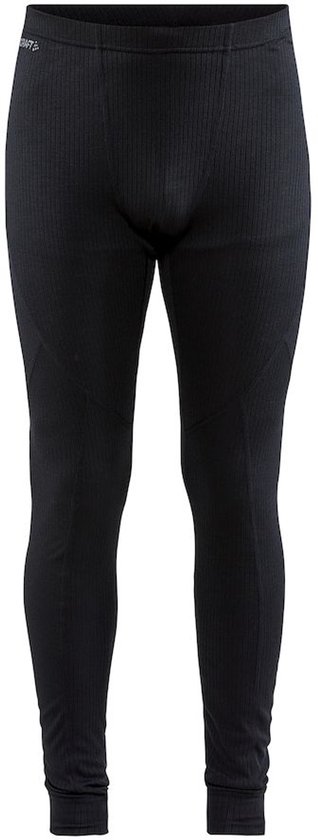 Zwarte, geribbelde thermobroek met elastische tailleband en Craft-logo.