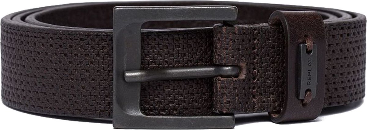 REPLAY Leren Riem Full Leather Belt W95 Black Brown Donkerbruin