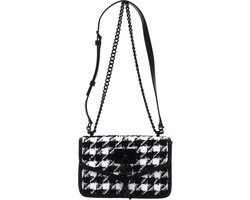 DKNY Schoudertas Elissa Shoulder Bag Blk / Wht Hndstooth Zwart