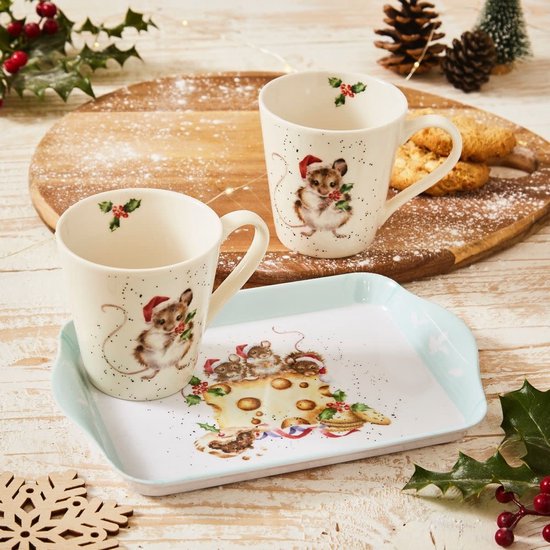 Wrendale Designs - Set tasses et plateau - Holly Jolly