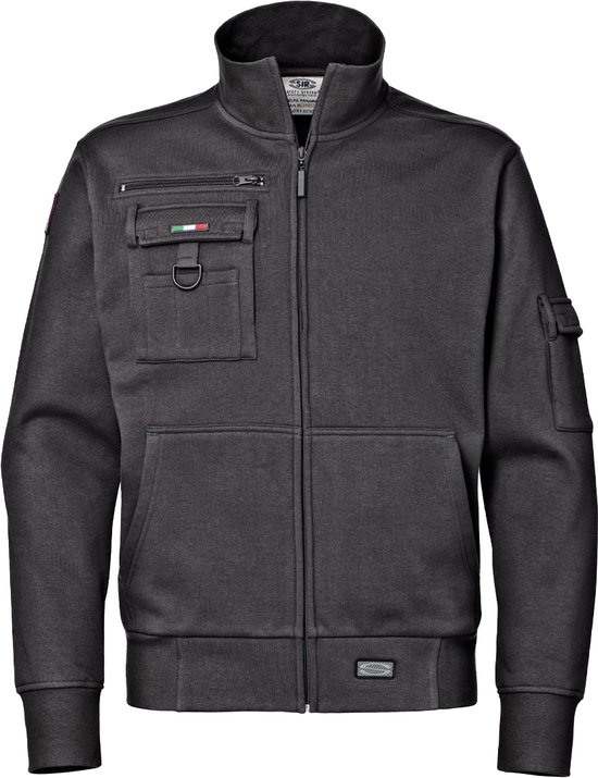 SWEAT-SHIRT SIR SAFETY PANAMA, Anthracite - Polyester - Katoen - Poignets tricotés élastiques - Poches manchettes renforcées - Poche poitrine avec Fermetures velcro - Deuxième poche poitrine zippée