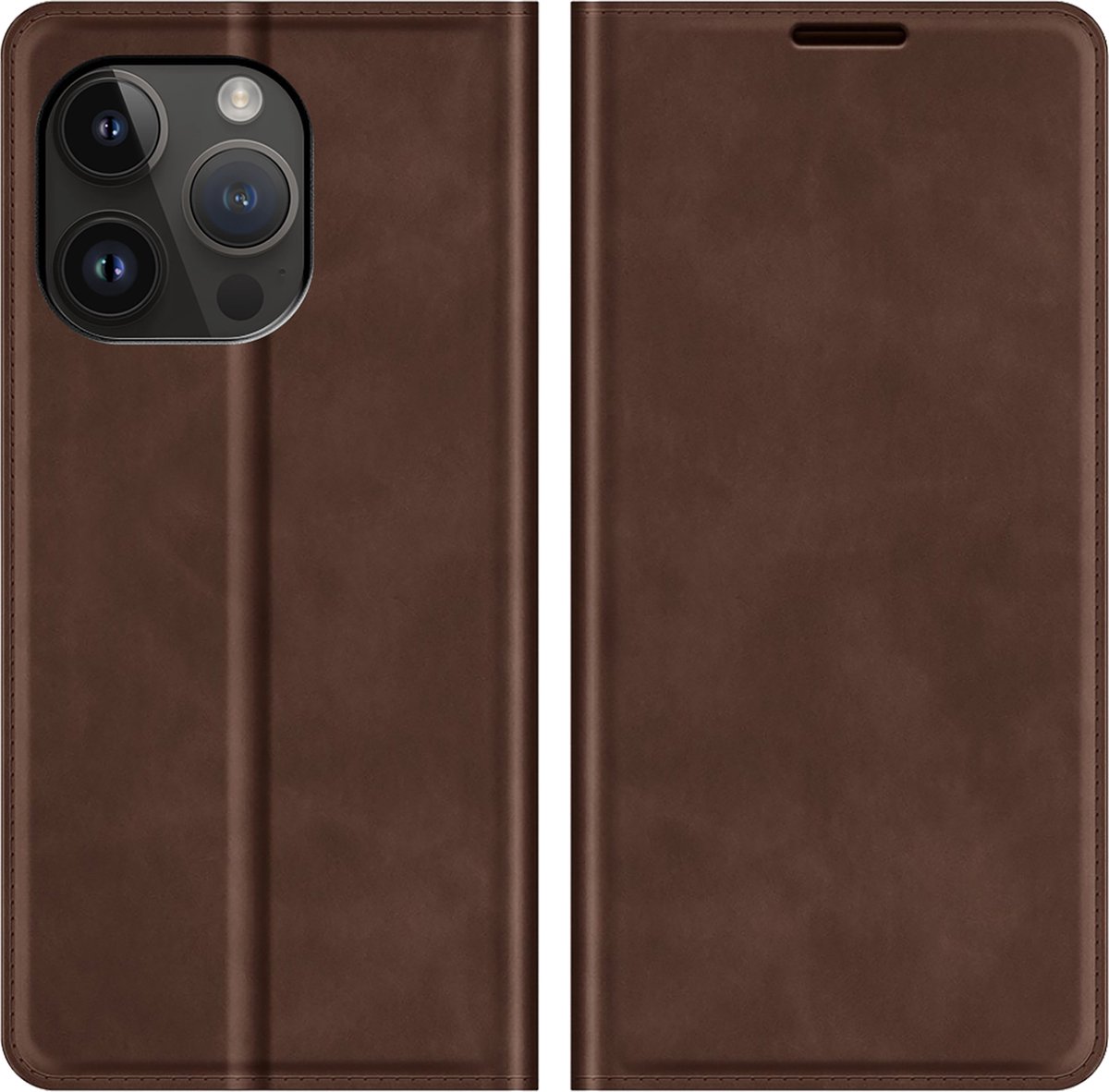 Cazy hoesje geschikt voor iPhone 14 Pro - Hoesje met Pasjeshouder - Luxe Book Case - Bruin
