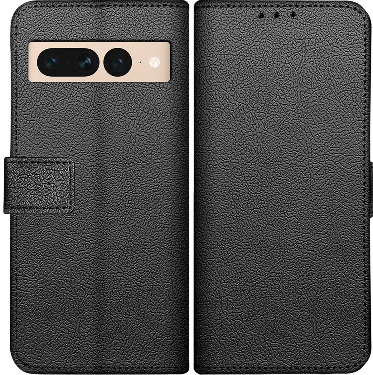 Cazy hoesje geschikt voor Google Pixel 7 Pro Hoesje met Pasjeshouder - Bookcase Classic - Zwart