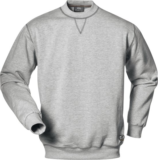 SWEAT-SHIRT SIR SAFETY SIRFLEX, Grijs chiné - Col ras du cou - Poignets tricotés élastiques - Coutures en chaînette