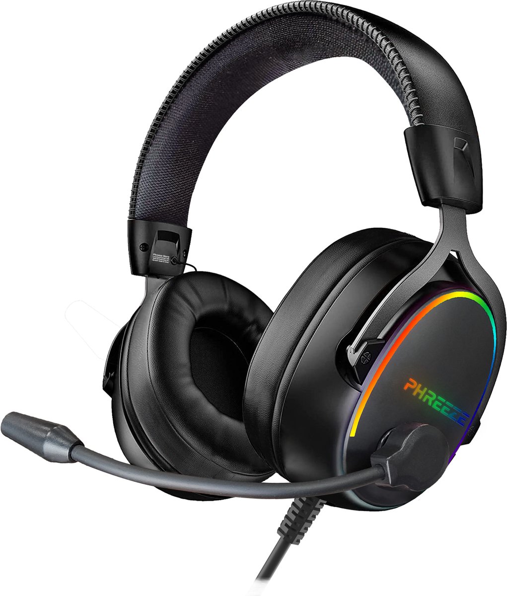 Phreeze GH5 Game Headset met Flexibele Microfoon & RGB Verlichting - Koptelefoon met Draad - Gaming Headsets - Geschikt voor PC / PS5 / PS4 / Switch / Xbox