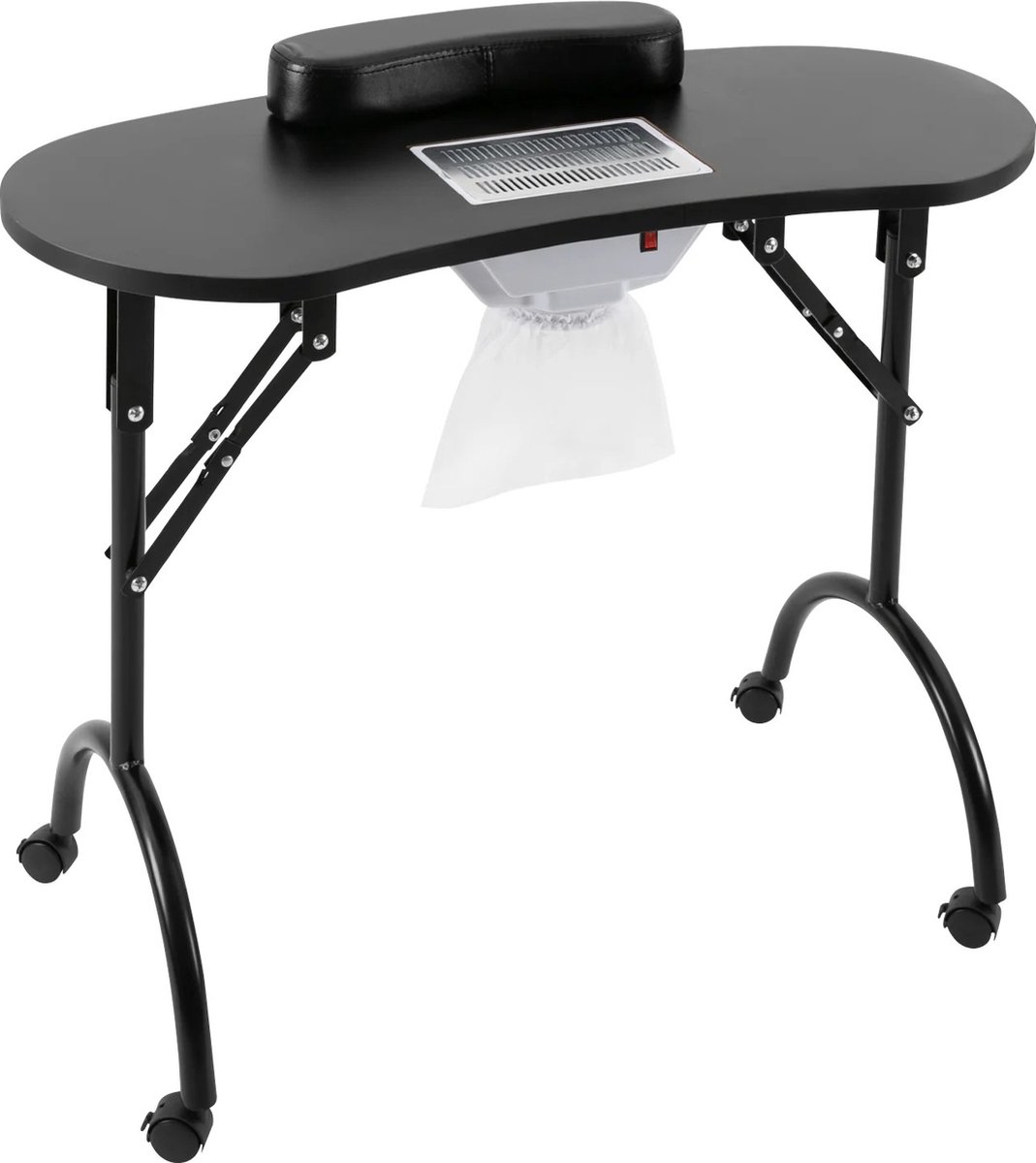 Roxana® Manicure Tafel - Nagelsalon Tafel - Zwart - Opvouwbaar - MDF - Nagelsalon - Multifunctioneel - Inclusief wielen - Nagelstyliste
