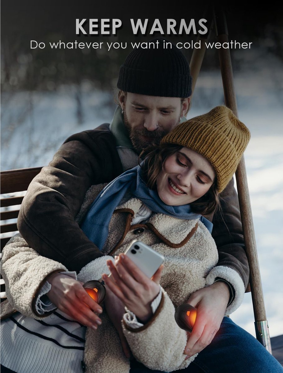 oCreon Oplaadbare Handwarmers 2 Stuks 20 Uur Verwarming Draadloze USB Zakhandverwarmer voor Buiten — cadeau in Sport & Outdoor - foto 5