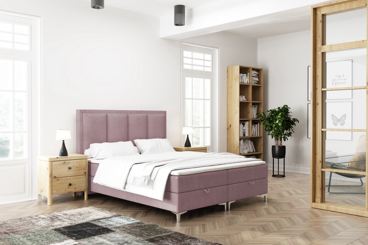 Meuba Jersey Boxspring Roze 140x200 met 8cm Topper - afbeelding 2