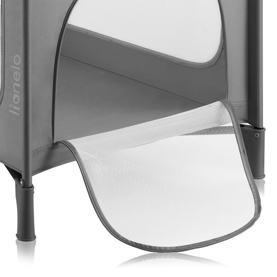 Lionelo Jasmin Easy Fold Campingbedje - Snel opvouwbaar systeem - 2 matrashoogtes (T25) - Zijdeur met rits - Gaaswanden - 2 wielen met rem - Stalen frame - Reistas inbegrepen - 0-36 maanden - Reisbedje met zijvak - Compact & draagbaar van LIONELO — afbeelding 5