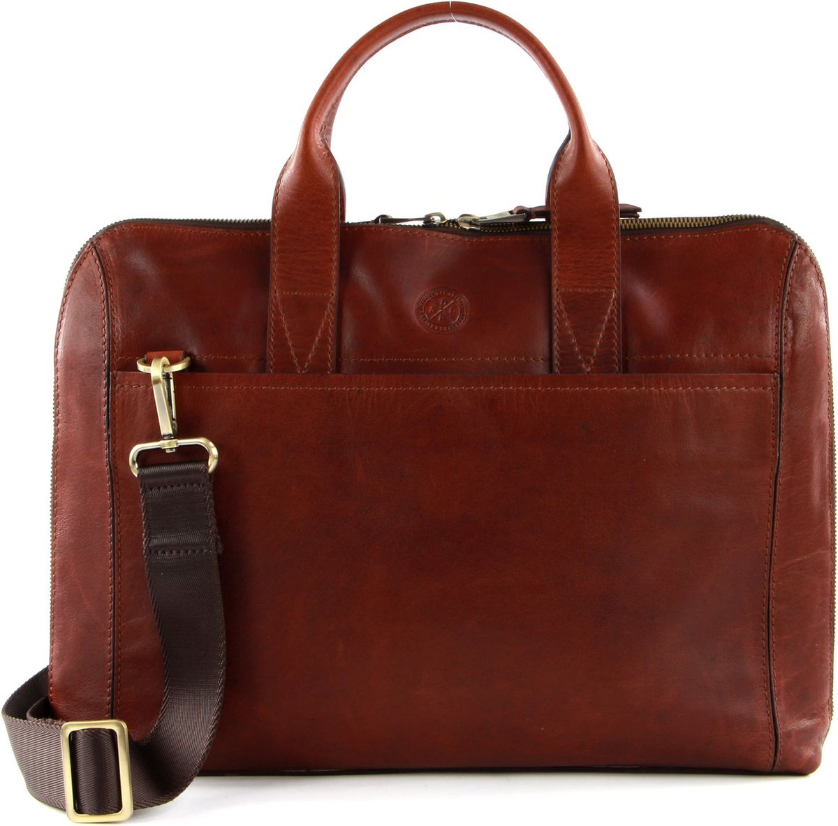 SADDLER Business tas Schoudertas met laptopvak Gustav Computer Bag Midbrown Bruine