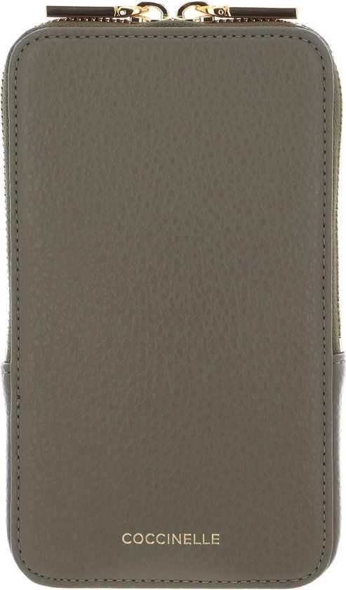 COCCINELLE Leren Telefoontasje Flor Hi-Tech Phone Bag Laurel Green Olijfgroen