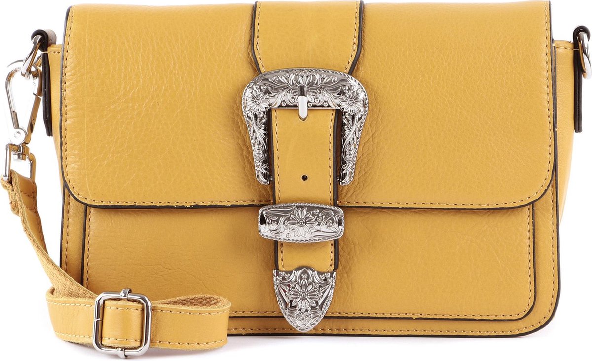 FREDsBRUDER Leren Schoudertas Kesey Flapover Crossbody Sunny Yellow Mosterdgeel