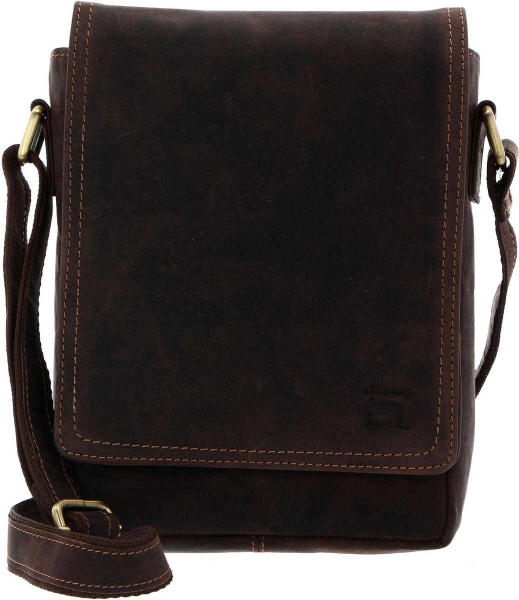 H.I.S Leren Schoudertas Crossover Bag Brown Bruine