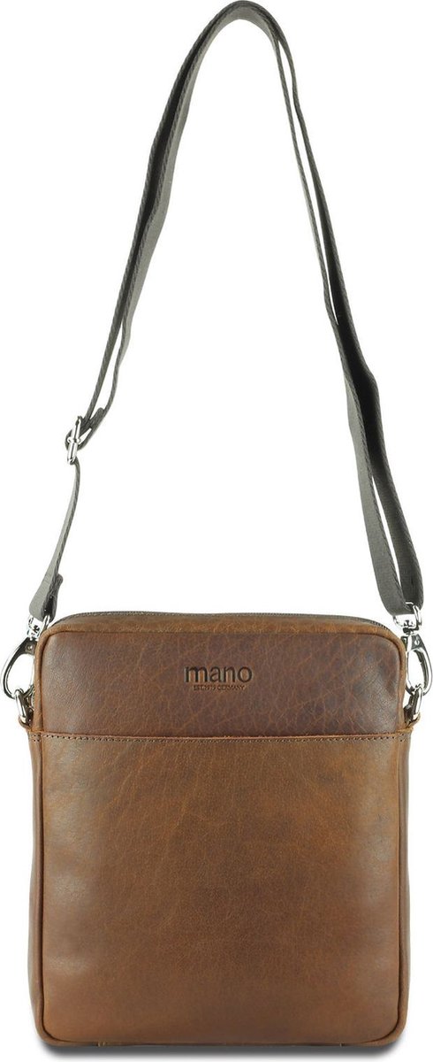 mano Leren Schoudertas Don Paolo Crossover Bag Brown Donkerbruin