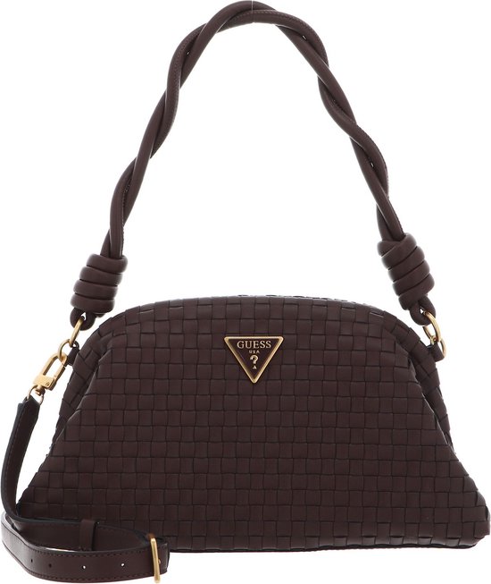 GUESS Pochette Sac à épaule bandoulière Lisbet Frame Clutch Mahogany Marron foncé