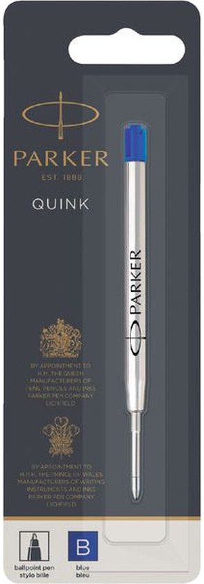 Parker balpenvullingen | broad punt | Blauwe QUINKflow-inkt | 1 stuk