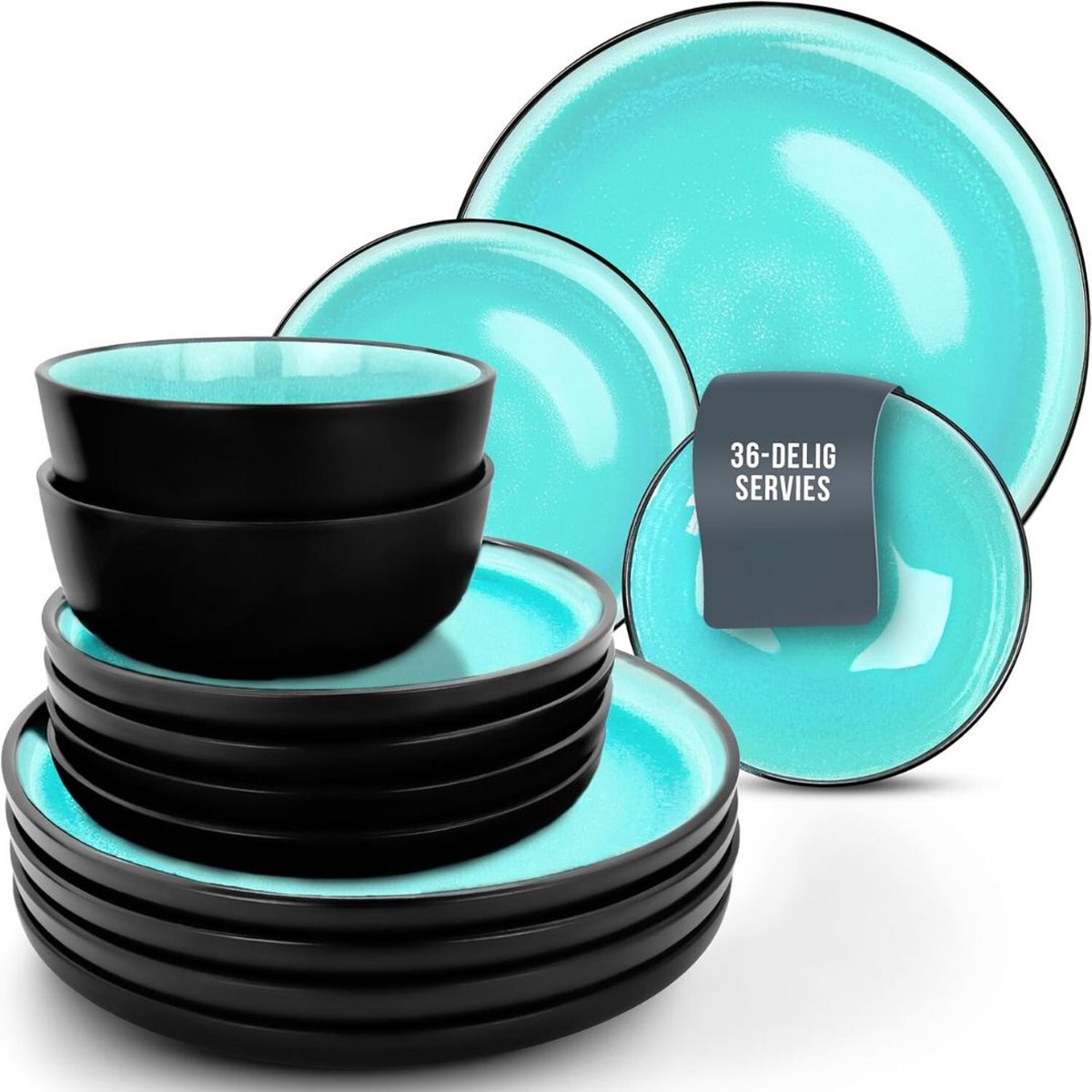 ApexArte® Serviesset 12 Persoons - Serviessets - Bordenset - Chique Bordenset - Porselein - Aquamarine