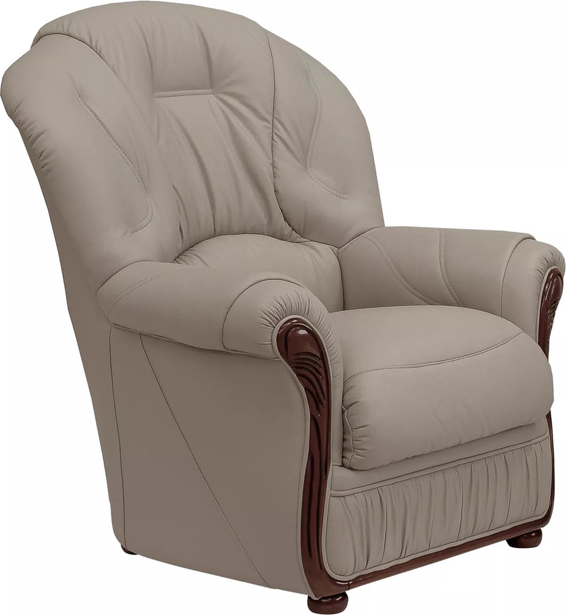 Vente-unique Fauteuil van 100% taupegrijs buffelleder DAPHNE