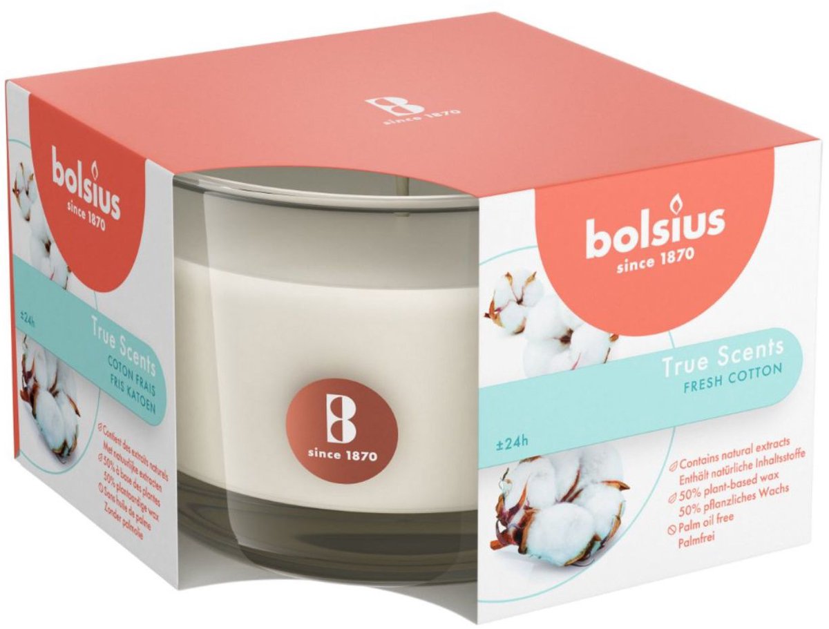 Bolsius Geurkaars True Scents Fresh Cotton - 6 cm / ø 9 cm