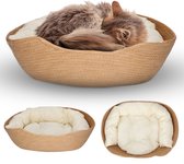 CallmPlace Kattenmand - Rotan Rieten Mand - Zacht Wit Kussen - Comfortabel en Duurzaam - 45x45 cm - Elegant Edge