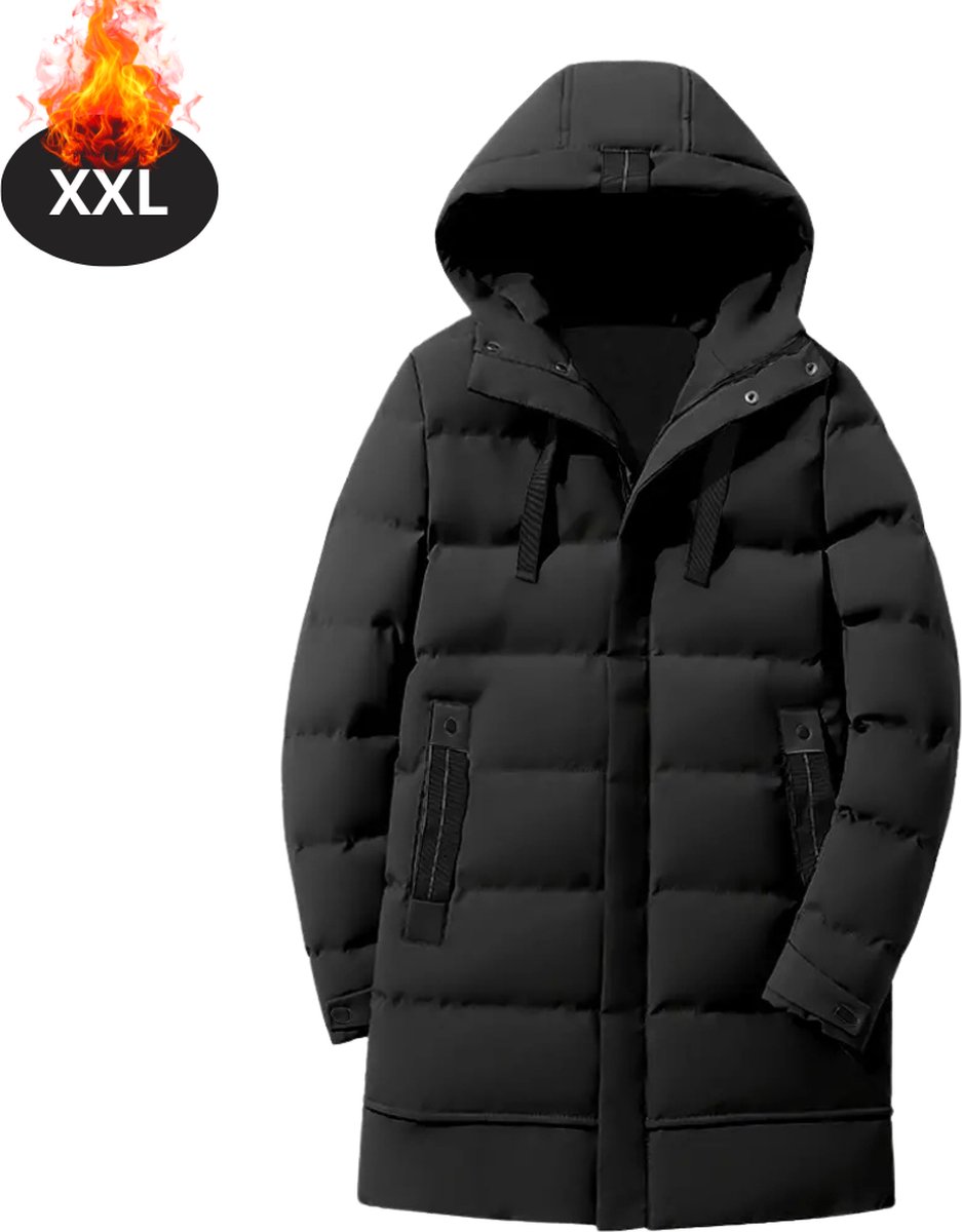 Nivard Winterjas Parka Heren Winter Jas Volwassen Stijlvol Zwart