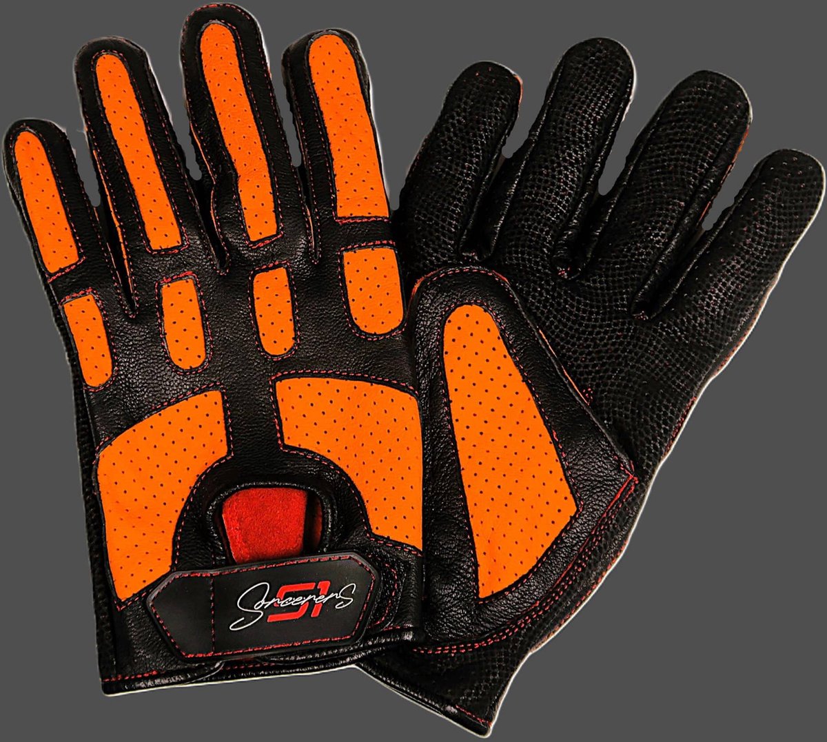 Sorcerers 51 Dames racehandschoen Oranje/Orange maat 7