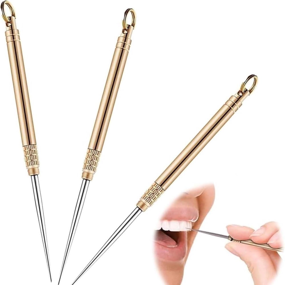Tandenstokers - 3 stuks titanium telescopisch herbruikbaar voor outdoor picknick camping reizen .