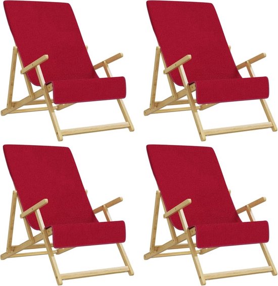 vidaXL Serviettes de plage - Bordeaux - 60 x 135 cm - Doux - Antidérapantes - Légères - Set de 4 - Serviette de plage
