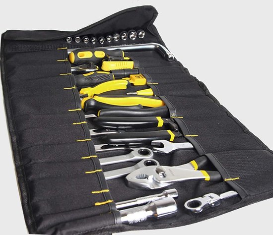 Portable 22 Bag Empty Toolbox, Toolbox Bag, Tool Organizer, Foldable Oxford 600D Fabric Toolbox Bag/box/bag (no Tools) Black