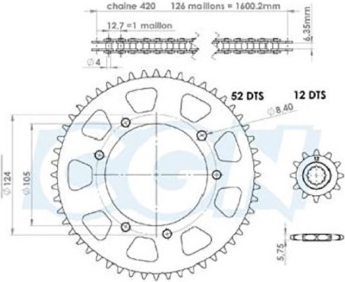 Kit chaîne Teknix pour Moto Peugeot 50 XP6 SM Neuf