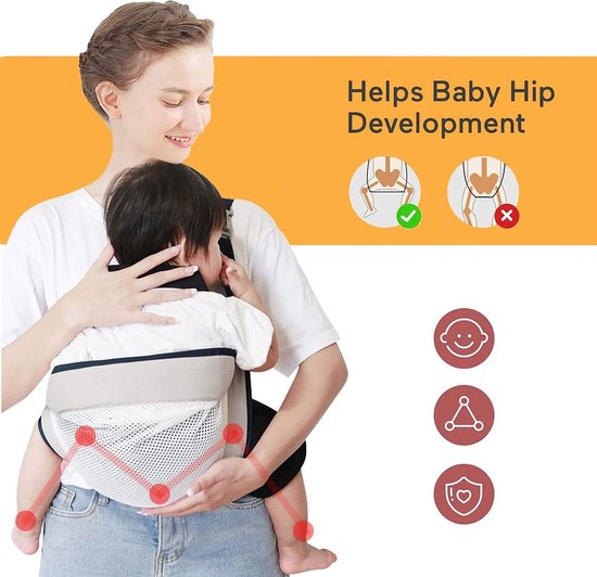 Draagdoek Voor Baby's, 1 Babydraagdoek, 1 Slabbetje, Babydrager Voor Pasgeborenen Vanaf De Geboorte Multifunctionele Babydrager Verstelbare Gespen Zacht En Ademend Babydrager Tot 20 Kg Grijs