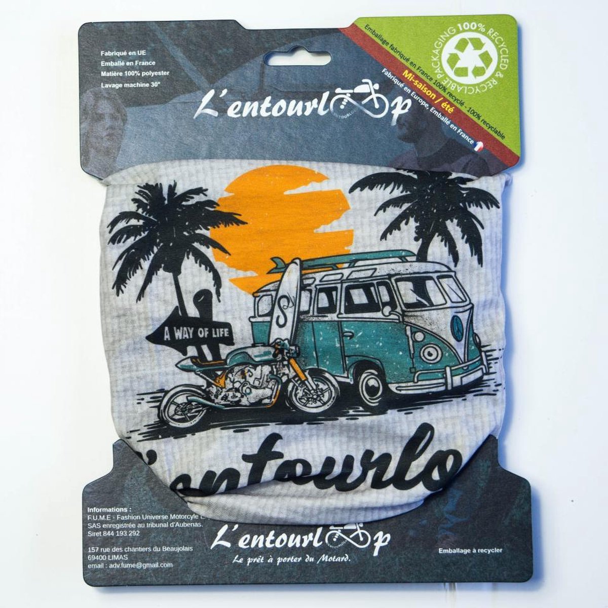 l'entourloop motorbike malibu motorbike choker grijs 100% polyester