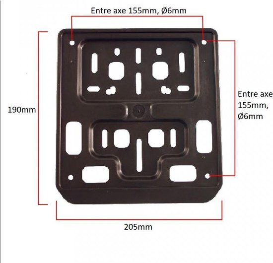 rms nummerplaathouder voor motor 190x205mm nieuw