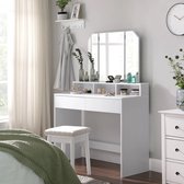 Multifunctioneel Kaptafel met Opvouwbare Spiegel - Stijl en Functionaliteit in één Elegante Make-up tafel- Robuuste Constructie Langdurige Stabiliteit- Make-up Organiseren 100x40x142 Wit- Elk Interieurstijl- Slaapkamer- Decoratief- Comfortabel Bureau