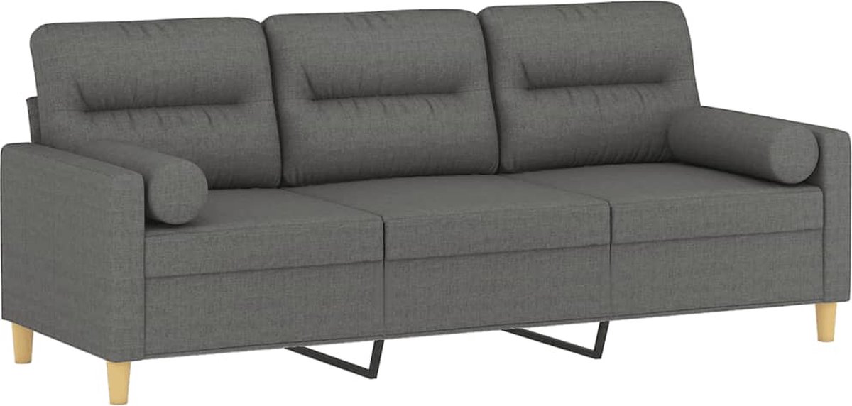 Canapé 3 Places Avec Repose-pieds Gris Foncé Velours | 180 Cm De Large, Structure Bois Et Métal | Confortable Et Design Moderne