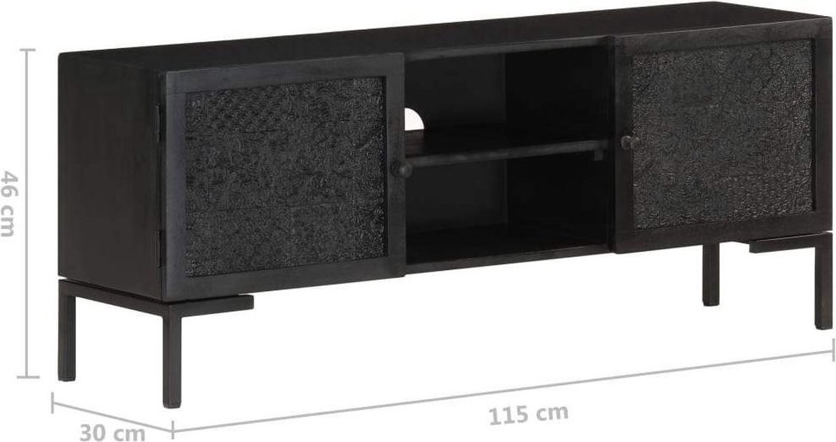 vidaXL - Tv-meubel - 115x30x46 - cm - massief - mangohout - zwart