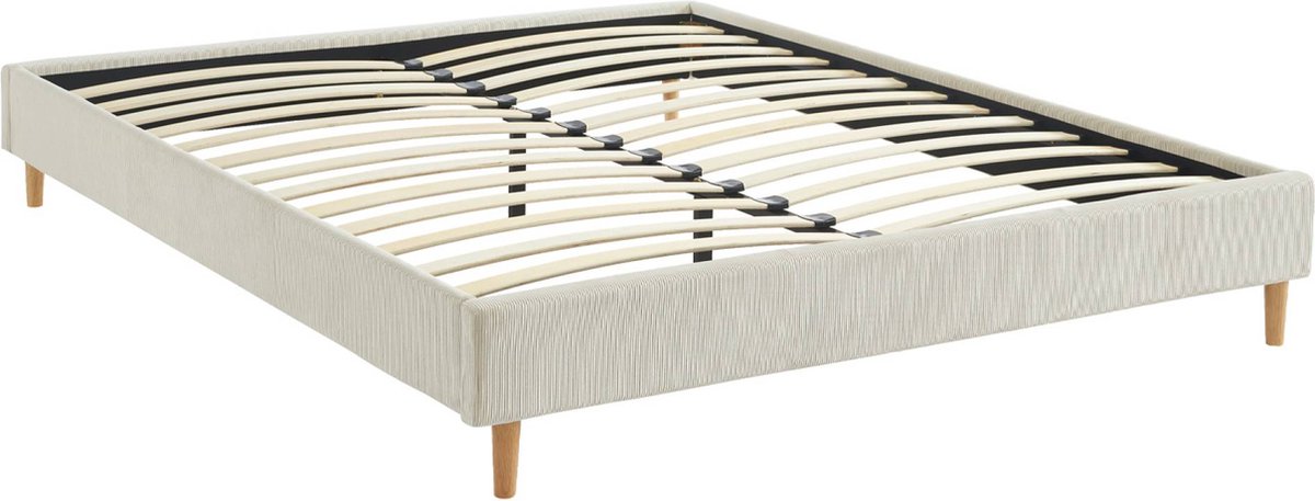 sweeek - Bed met lattenbodem, b 213 x d 167,5 x h 30cm, afwerking fijn corduroy