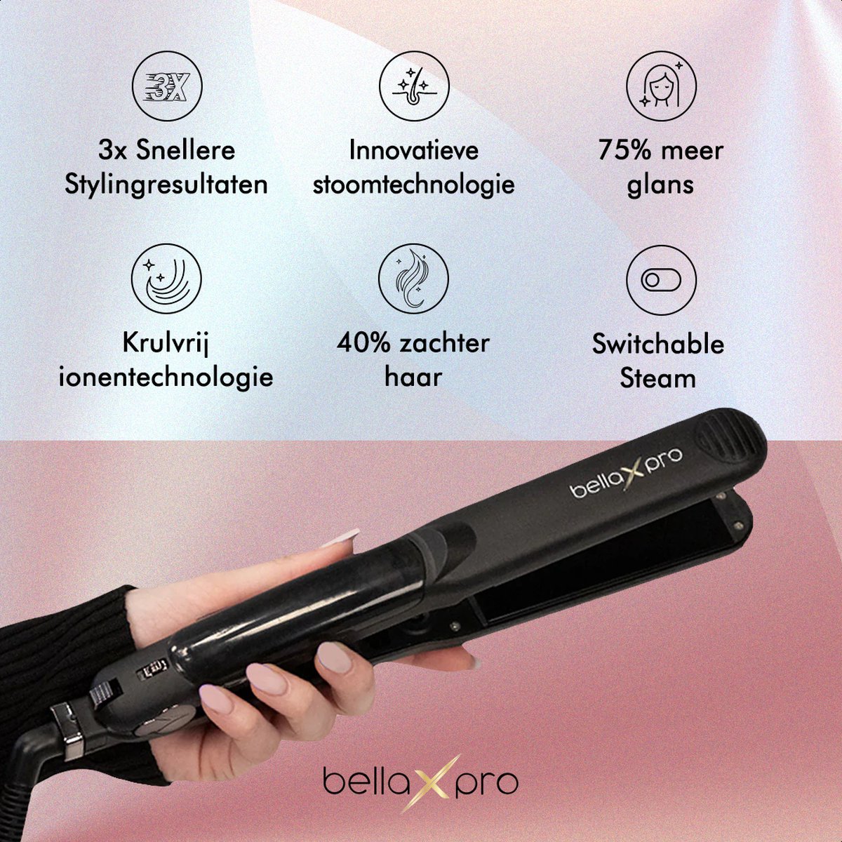 bellaXpro Stoomstijltang 2-in-1 met Stoomtechnologie - afbeelding 3