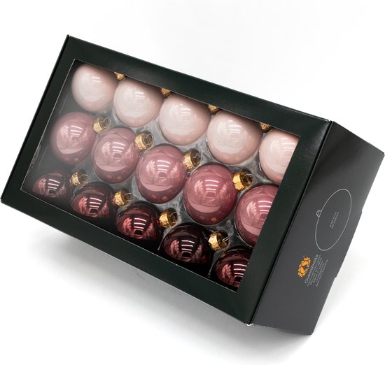 Muntel® Boules de Noël en Glas - 30 Pièces - Mix - Glas - Brillant - Rose
