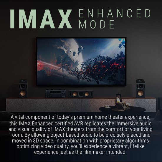 Onkyo TX-NR7100 Black AV-receiver - 9.2 - DAB+ , FM , internetradio - Bluetooth - Wi-Fi - Multiroom - Works with Sonos - DTS Play-Fi - AirPlay 2 - Chromecast - Streaming Services - 8K - HDMI 2.1 - Klipsch Optimize Mode - THX Select van Merkloos — afbeelding 4