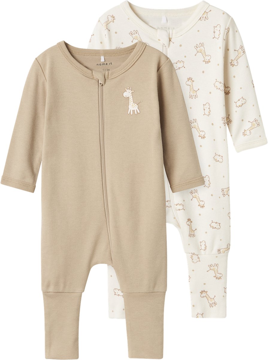 NAME IT NBNNIGHTSUIT 2P ZIP FF JET GIRAFFE NOOS Unisex Pyjama - Jet Stream