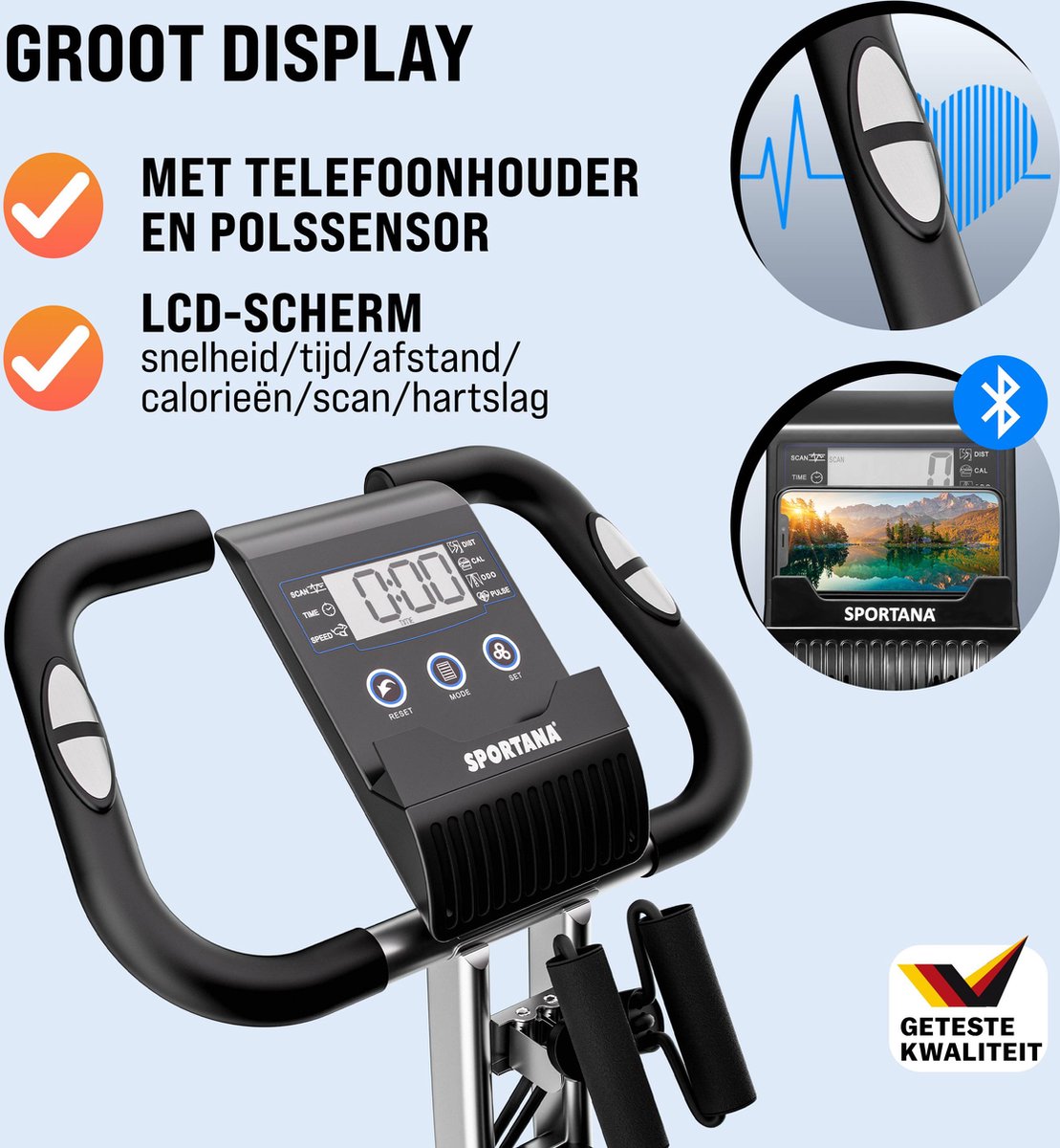 Afbeelding 2 van Sportana Hometrainer Eagle 4 - Inklapbaar 10 Niveaus – Zwart Zilver